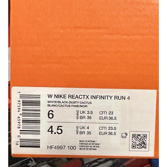 Nike ReactX Infinity Run 4 White Black Cactus HF4997-100 Womens Size 6 - Picture 7 of 7